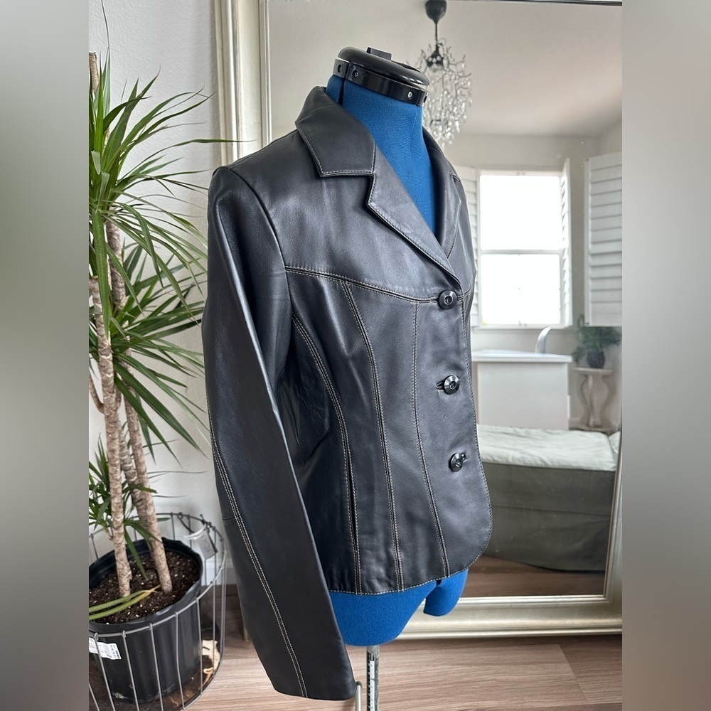 Vintage Wilson’s Leather Button Down Thick Stitch Coat Jacket Size M - Picture 3 of 9